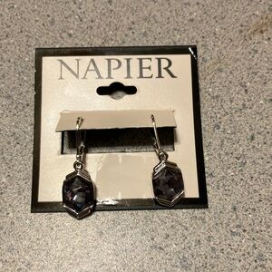 FINAL PRICE! BNWT Napier Silver Tone Earrings with Stones